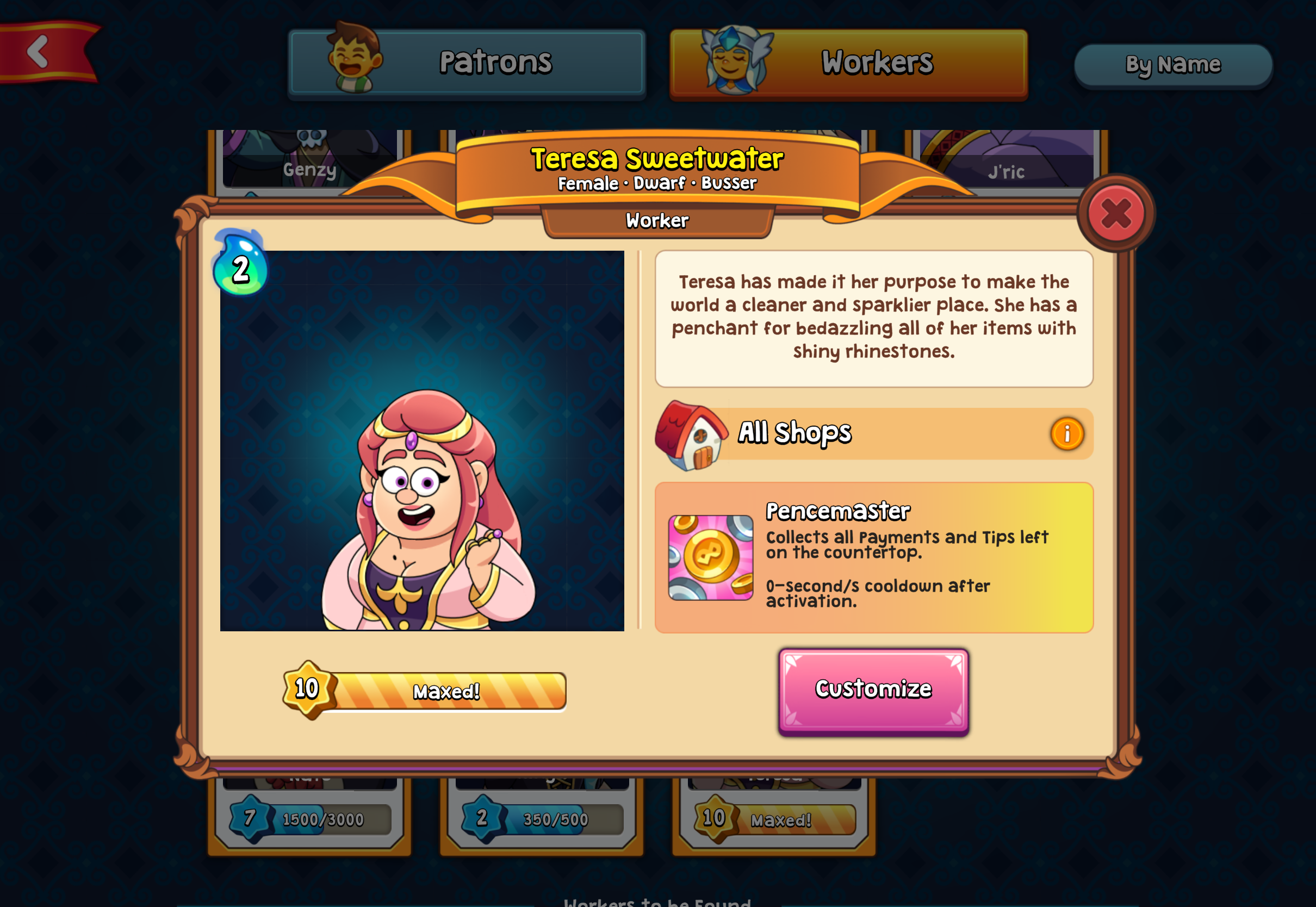 Sample Teresa at Max Level